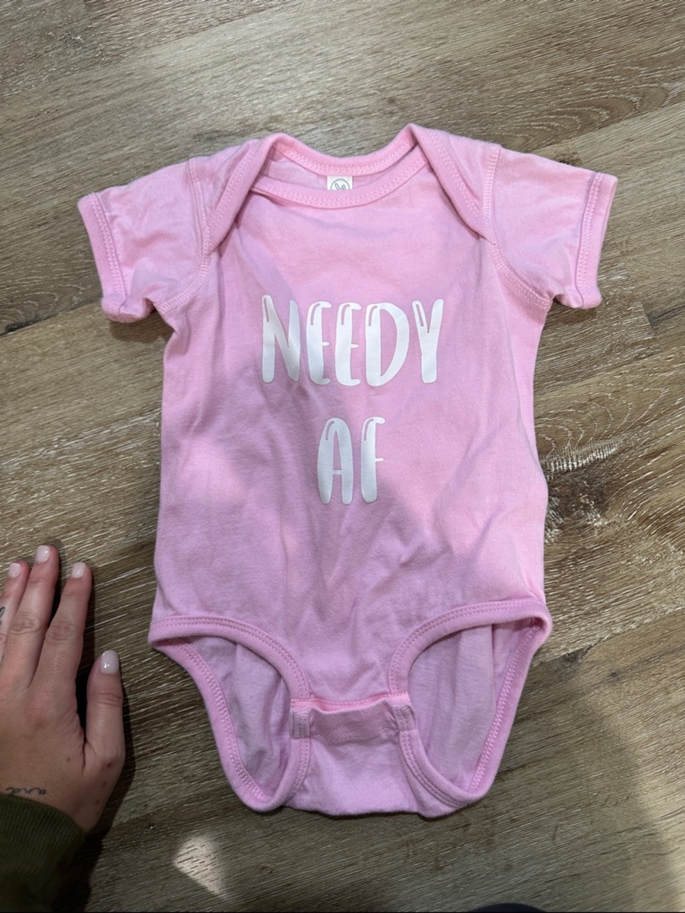Coral Orange Graphic One-Piece Bodysuit - Eat Local needy af. Bundle of 2 - Picture 3 of 3